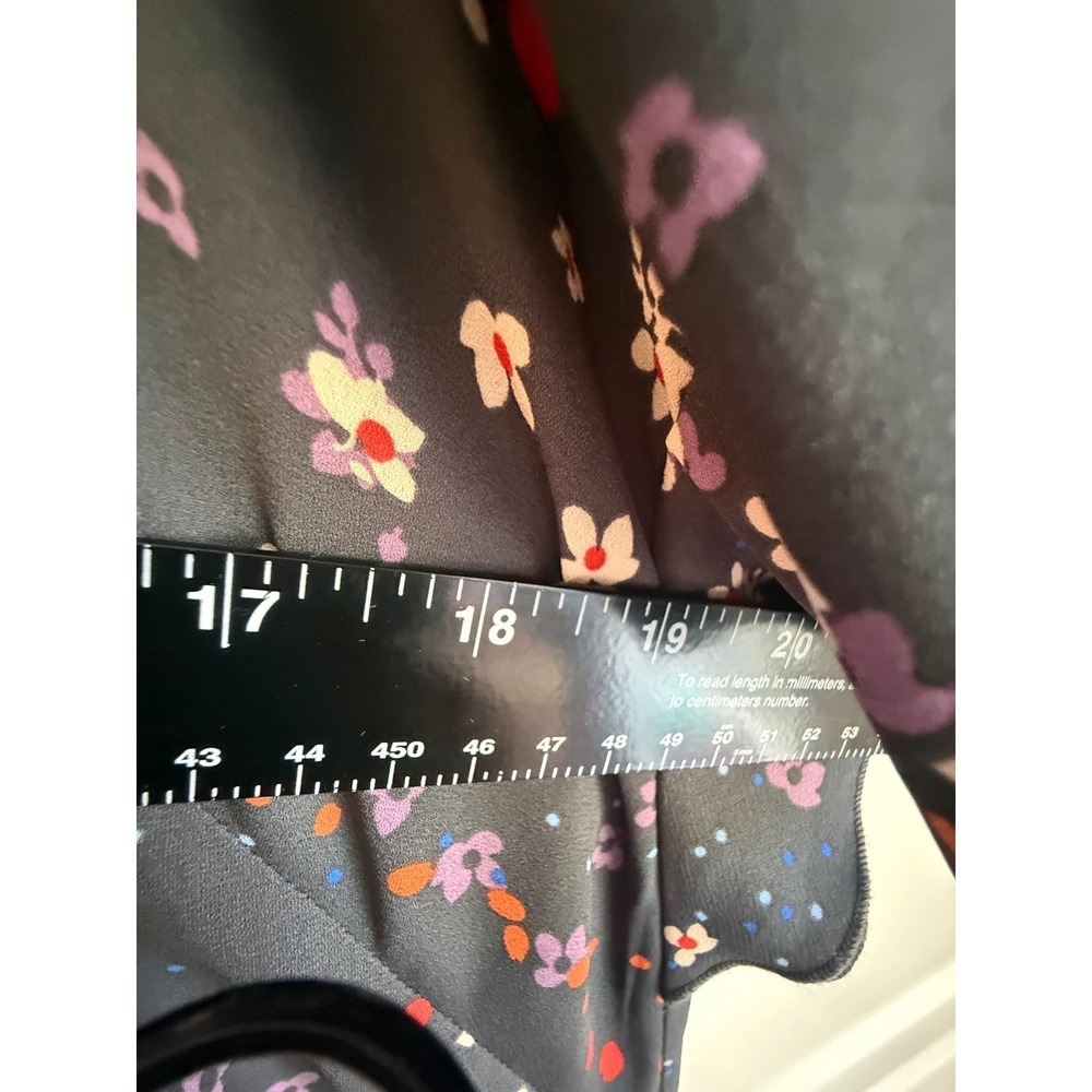 Cabi Womens Floral Flutter Sleeve Shift Dress Black Multi Color Ruffle Hem M - Picture 8 of 10